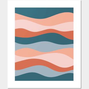 Smooth Waves Blush and Blue Posters and Art